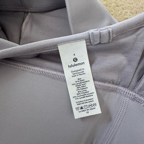 LULULEMON - NWT Size 4 Flow Y Nulu Longline Bra *Light Support - Lilac Smoke - Picture 6 of 6